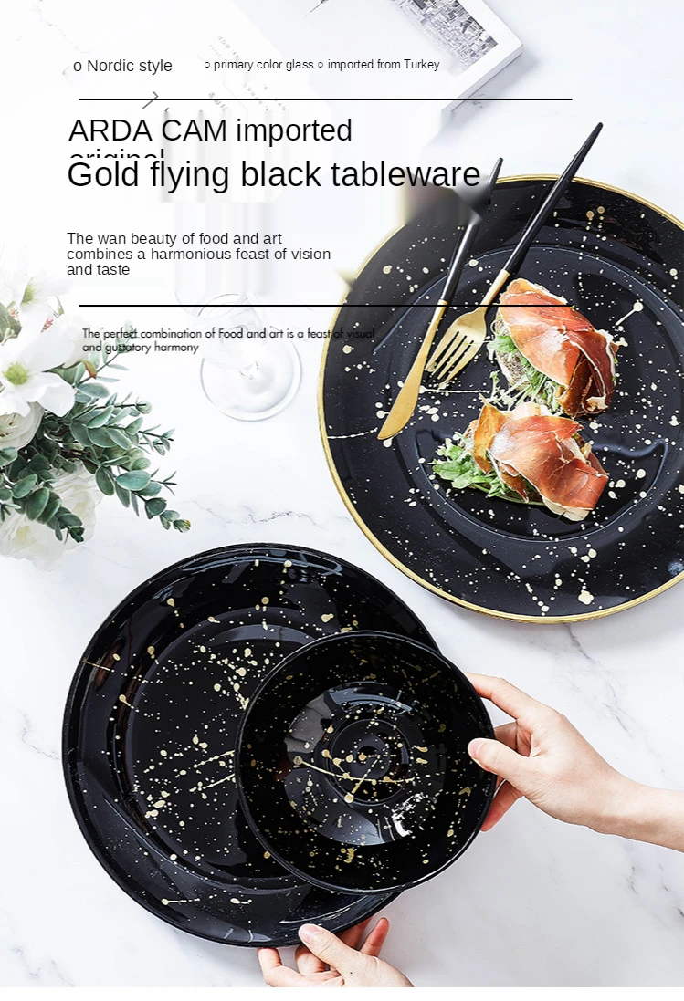 

Nordic pure hand-crafted lead-free glass fruit plate cold food with a set of salad plate restaurant dishes