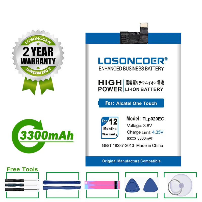 Аккумулятор LOSONCOER 3300 мАч TLp020EC аккумулятор для Alcatel One Touch POP UP OT6044 6044 6044D | Мобильные