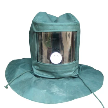 

Abrasive Durable Professional Industry Anti Dust Protective Green Mask Tool Hood Wind Canvas Breathable Sandblaster Cap
