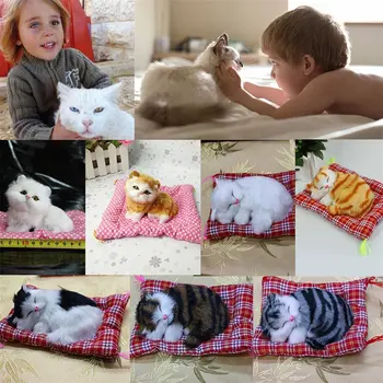 

Stuffed Toys Lovely Simulation Animal Doll Plush Sleeping Cats Toy with Sound for Kids Toy Birthday Gift Doll Decorations Toys