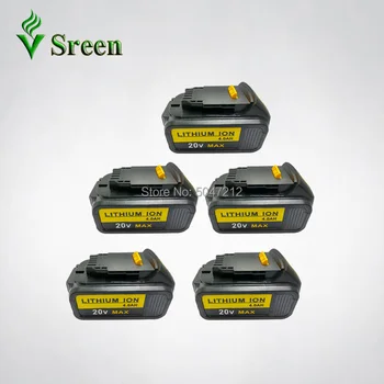 

5PCS 18V 4000mAh Li Ion Replacement for DEWALT Power Tool Rechargeable Battery DCB180 DCB181 DCB182 DCB200 DCB201 DCB203 DCB204