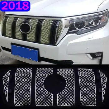

6pcs Stainless Steel For Toyota Land Cruiser Prado 150 2018 FJ150 Car Front Screening Mesh Front Grille Decoration Car styling