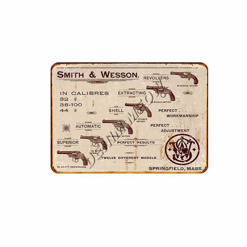 Потертая шикарная стреляющая ружье металлическая вывеска Wesson охранная