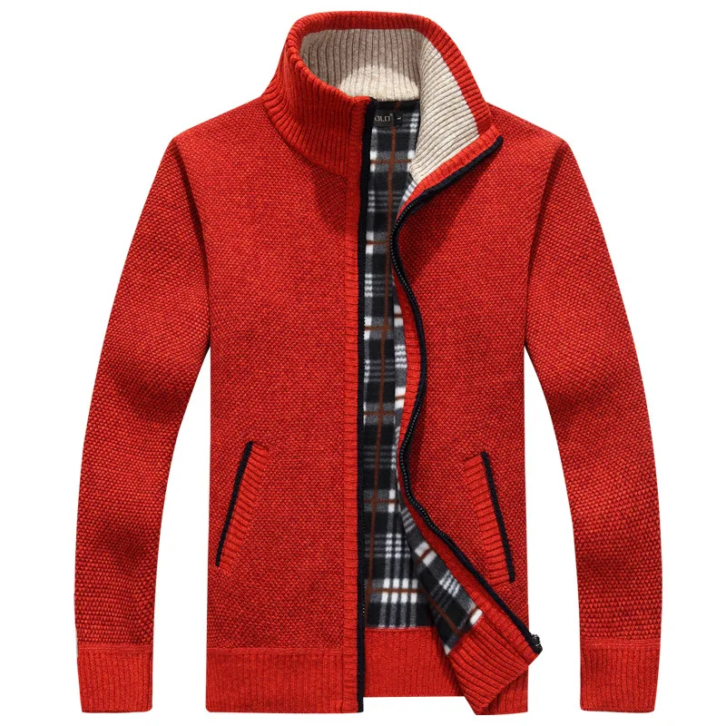 Cárdigan de lana cálido para hombre, Chaqueta de punto con cremallera, informal, para Otoño e Invierno