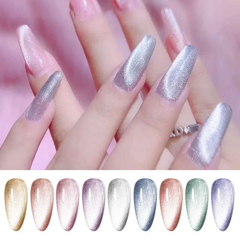 

9 Colors Shiny Cat Eyes Magnetic Gel Polish Soak Off 9D Reflective Manicure Bright Silver UV Gel Enamel Lacquer Glitter Nail Art