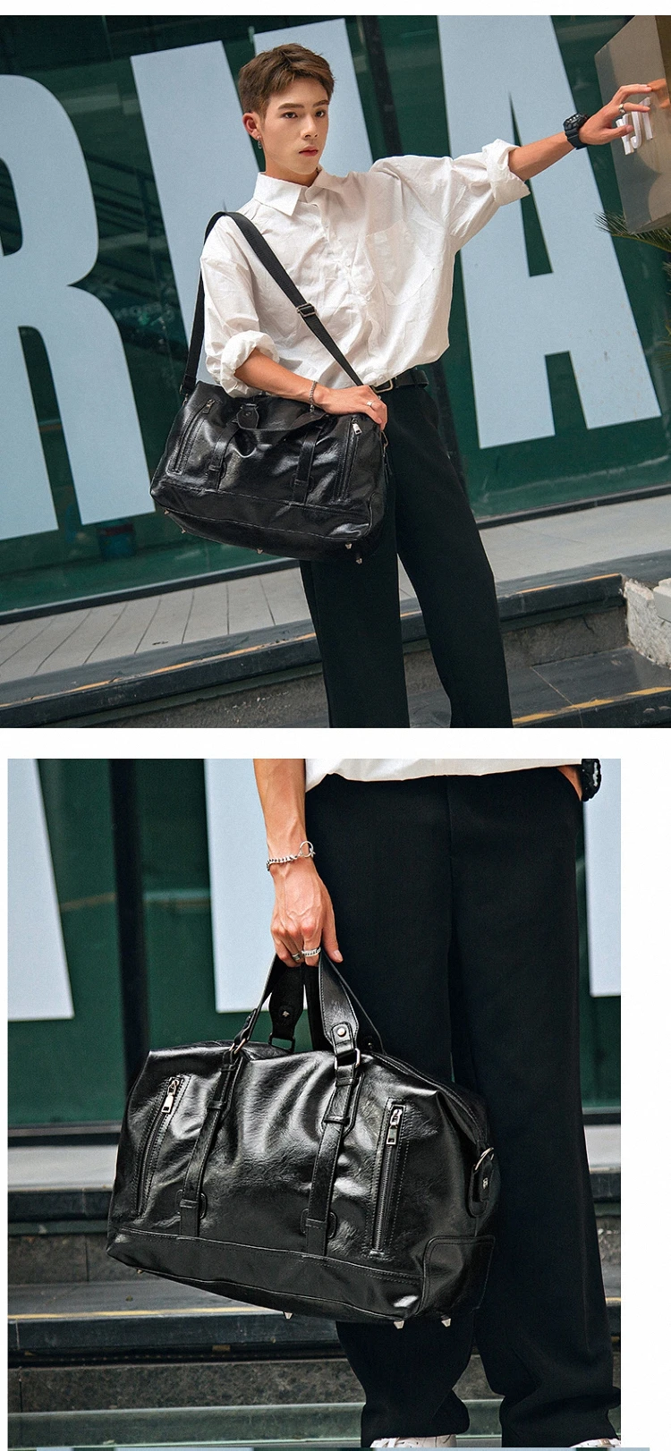 Качественная Дорожная сумка на выходные, черная сумка из искусственной кожи, сумки для спортзала для пар, ручная сумка для мужчин и женщин