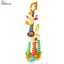 Мягкие колокольчики в виде жирафа, милые погремушки для новорожденного ребенка, плюшевые колокольчики для кроватки, Мягкий прорезыватель, подвесная игрушка в виде животного, колокольчик в виде жирафа