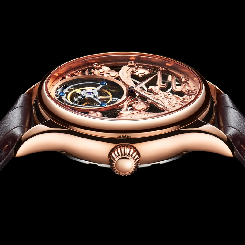 Настоящие Tourbillon часы копейка, механические часы для мужчин, ручной Ветер, Tourbillon чайки, полый ход, мужские часы