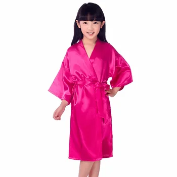 

Work Improvement Children Twisting Silk Women's Robes Plain Color Summer Thin Section Cardigan Robe Imitated Silk Fabric