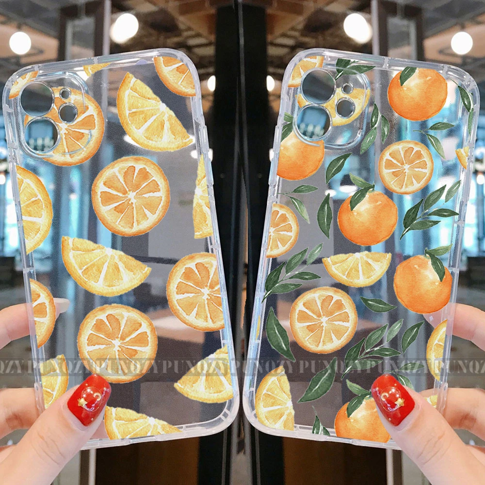 Summer Tropical Plants Orange lemon Fruits phone Case For iPhone 12 Pro 11 PRO MAX XR Xs MAX 7 6S 8 Plus TPU Case for iphone 13 iphone 13 pro max case clear