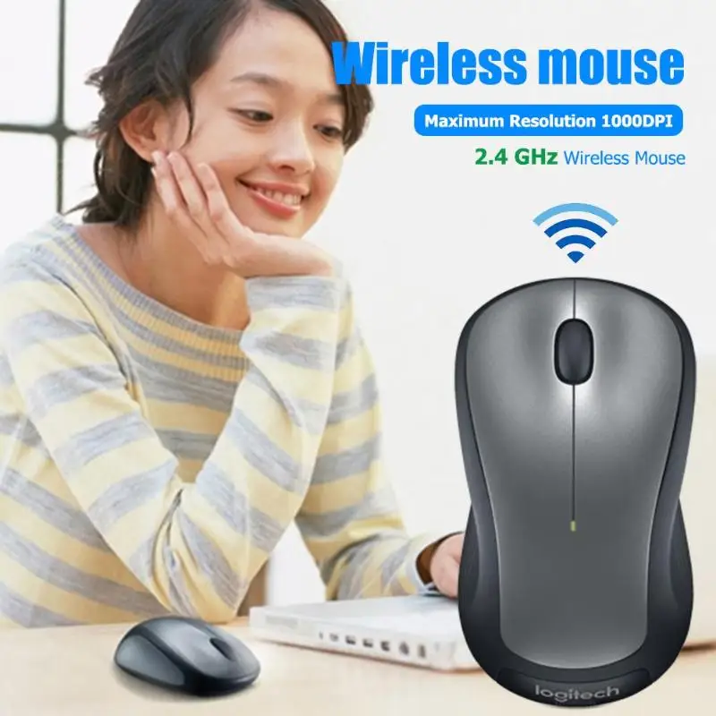 Logitech M320 3 Buttons Wireless USB Nano Receiver Mouse 1000DPI Symmetrical Ergonomic 2.4GHz Optical Mice