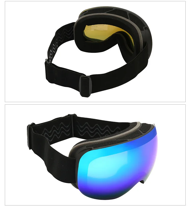 UV400+ очки для сноуборда с большой маской, очки для велоспорта, лыжного спорта, для улицы, двухслойные, противотуманные, зимние спортивные очки