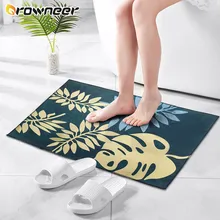 Tapete do banheiro anti deslizamento banheira tapete lateral absorvente entrada capacho macio cristal veludo folha padrão acessórios do banheiro