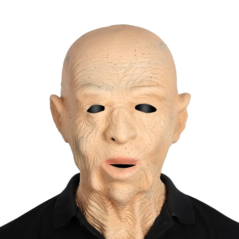 Masquerade Party Old Man Mask Costume Cosplay Latex Mascara Wrinkle Realistic Full Face Crease Crossdressing Props