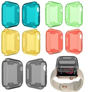 

Full Screen Protector Case for Apple Watch 5 40MM 44MM Candy Color TPU Clear Cover for Iwatch 5 4 Protective Bumper Frame Shell