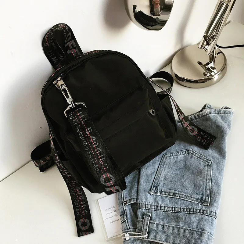 Новые модные женские рюкзаки, школьные сумки для подростков, Женский нейлоновый рюкзак с буквенным принтом, дорожные сумки для девочек Mochilas - Цвет: black