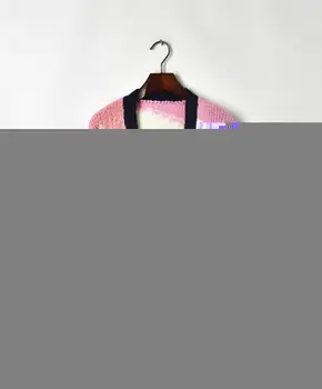 

Women Autumn Pink Long Sleeve Cardigans Streetwear Sequined Patchwork Swaeter Coats Casual V-Neck Knitted Cardigans