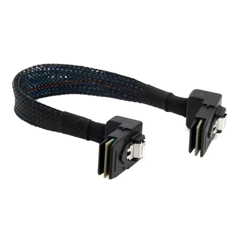 

20cm 0.2M Internal Mini SAS SFF-8087 90 Degree Angled to Angled SFF-8087 Server Hard Disk Raid Data Cable