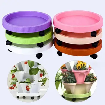 

1Pc Plastic Gardening Pot Tray Flower Pot Gloss Planter Stand Base Holder with/without Wheels Home Garden Decoration