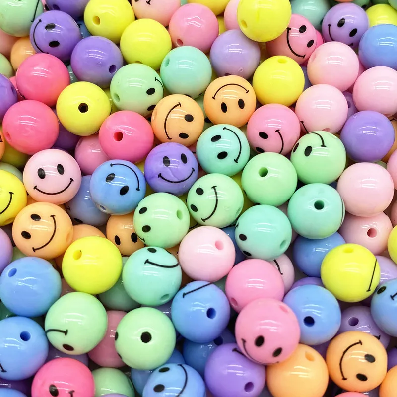 12mm Smiley Face Beads Acrylic Loose Beads Jewelry Making Diy Bracelet Accessories Beads Aliexpress