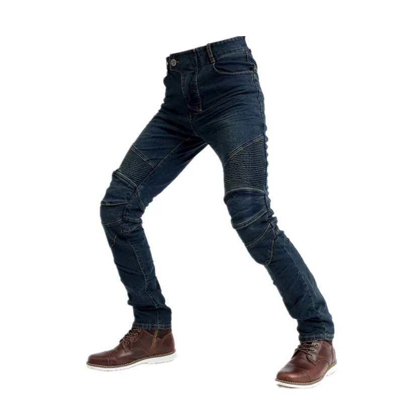 Pantalones vaqueros para motocicleta pantalones de conducción al aire libre anticaída para hombre y mujer, pantalones de tela vaquera para carrera de motocicleta con rodilleras