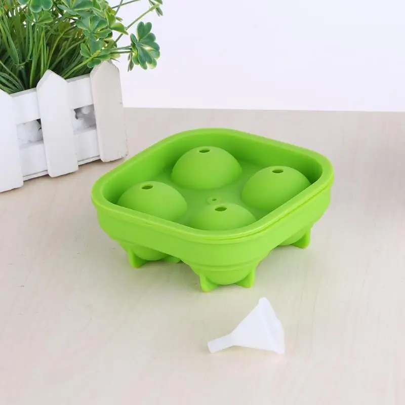 3D силиконовый Футбол Форма форма для льда лоток 4 полости DIY льдогенератор Хо Применение держать Применение виски пудинг бар шоколадные конфеты Сфера пресс-форм