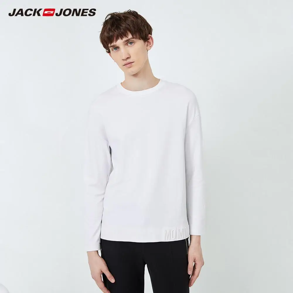 Мужской пуловер с вышивкой JackJones базовый свитер круглым вырезом 219333520 | Мужская