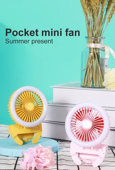 

2 in 1 Mini Handheld Fan USB Rechargeable Small Cooling Fan Portable LED Light Desk USB Fan for make up