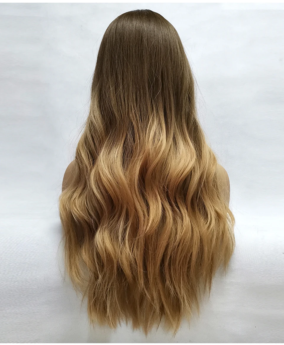 JONRENAU термостойкие длинные натуральные волнистые волосы синтетические Омбре коричнево-светлые парики для белых/черных женщин