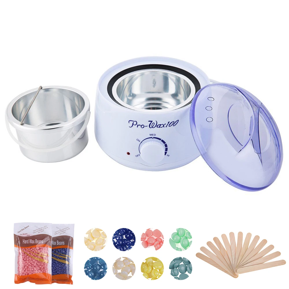 

Pro Warmer Wax Heater 200g Hard Wax Beans Epilator Hot Wax Heater Kit with 25pcs Wooden Sticks Hair Removal Machine Health Care
