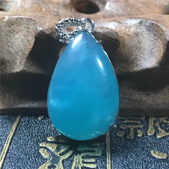 

Genuine Natural Amazonite Necklace Pendant For Woman 33x20x10mm Water Drop Beads 925 Silver Crystal Gemstone Jewelry AAAAA