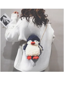 

New cartoon cute plush penguin doll messenger bag