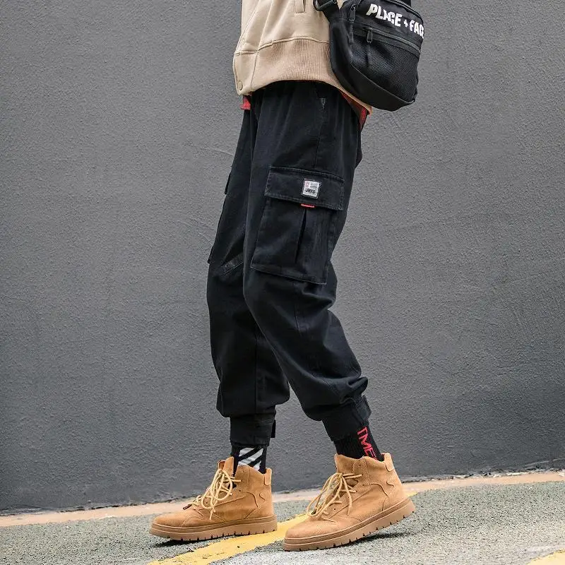 Japanese Joggers Pants Streetwear Men Hip Baggy Cargo Ziipper Patchwork 2019 Casual Harem HipHop Track Trousers | Мужская одежда