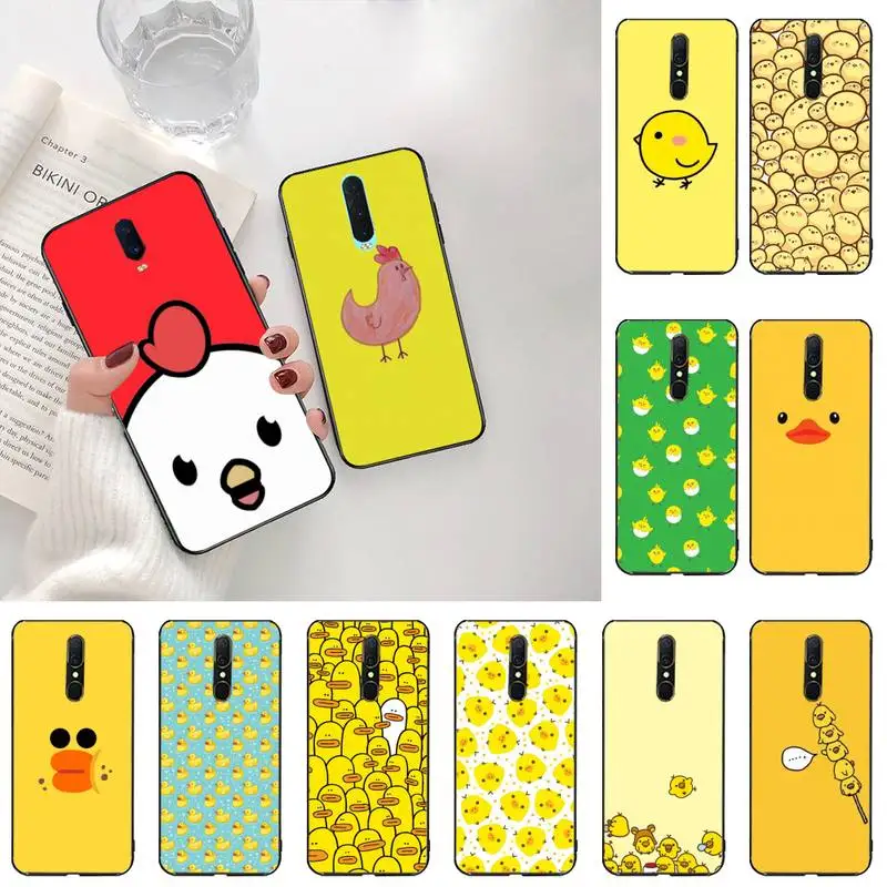 

CUTEWANAN Cute Yellow Chickens Duck Soft black Phone Case For Oppo A5 A9 2020 Reno2 z Renoace 3pro Realme5Pro