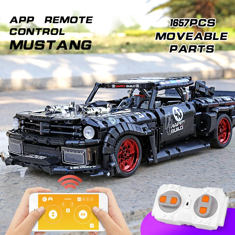 MOC 22970 светодиодный RTR V2 Кирпичи Модель Совместимость город техника RC Mustangsed Hoonicorns