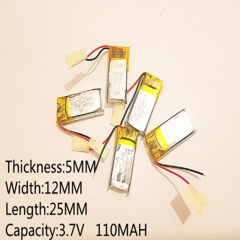 3.7V 110mAH 501225 PLIB polymer lithium ion / Li-ion battery for GPS mp3 mp4 mp5 dvd bluetooth model toy mobile | Электроника