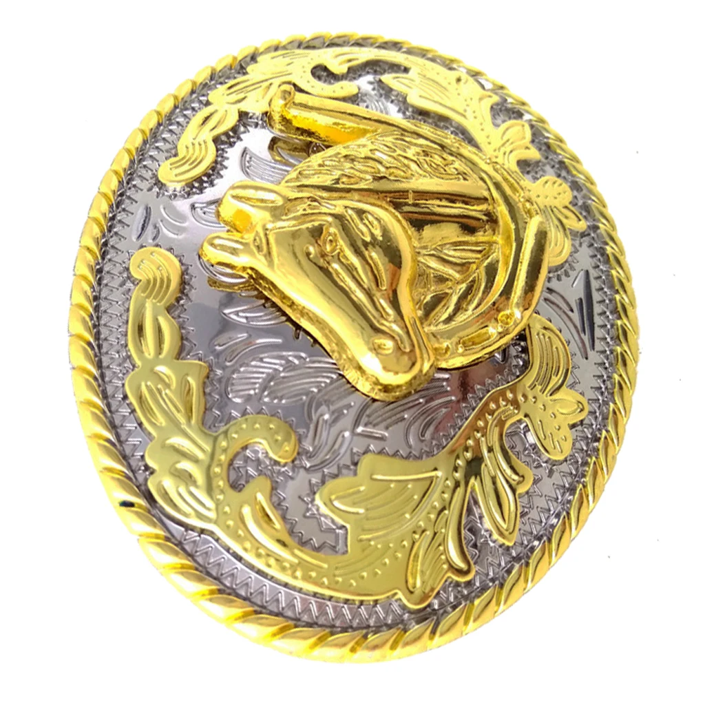  Western   Belt   Buckle   Horse   Catterl   Head   Arabesque   Pattern   Metal   Vintage   Cowboy 