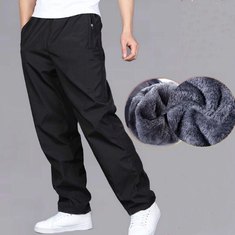 

Men's Sweatpant Trousers Autumn Winter Plus Velvet Warm Pants Quick-drying Loose Straight Summer Wear-resistant Waterproof Pant