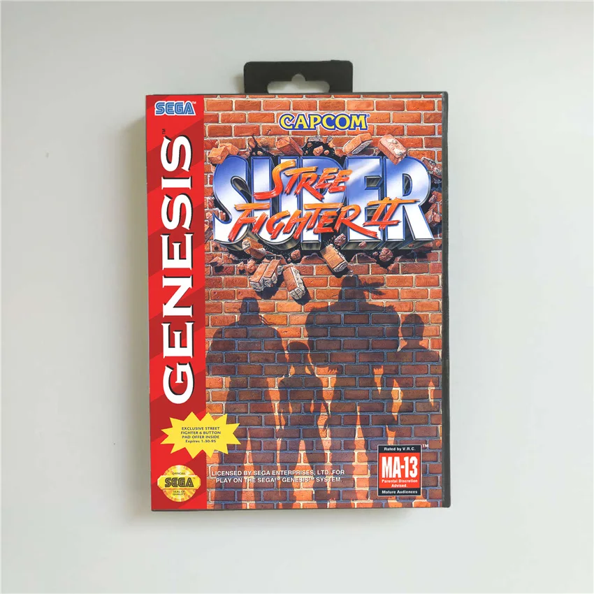 Игровая приставка Super Street Game Fighter II-крышка США с розничной коробкой 16 бит игровая