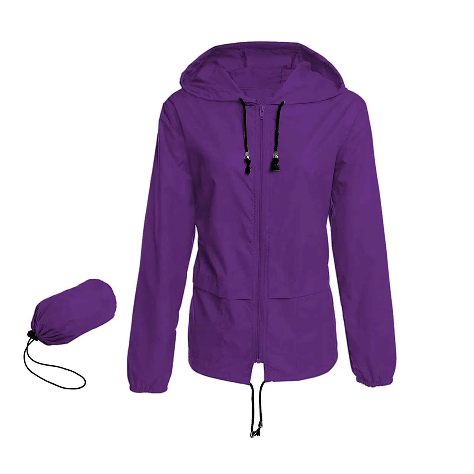 Women Solid Long Sleeve Pocket Outerwear Loose Waterproof Splice Windbreaker High Quality Daily Simple Windbreaker Free Shipping 2