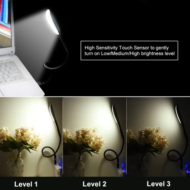 Mini laptop portatili USB LED Light Touch Sensor lampada da tavolo dimmerabile da tavolo per Power Bank campeggio PC laptop illuminazione notturna del libro 3