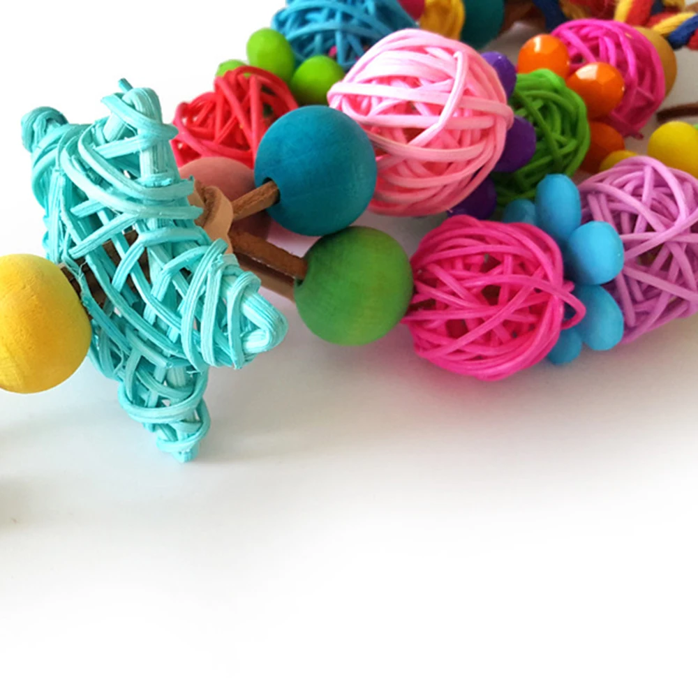 Perch Accessories Decoration Cage Colorful Standing Rattan Swing Bird Bite Playing Pet Parrot For Parakeet Chew Toy