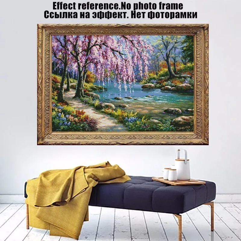 5D DIY алмазная живопись речной Кристалл Полная Алмазная картина вышивка крестиком рукоделие Красивая Плакучая ива домашняя декоративная