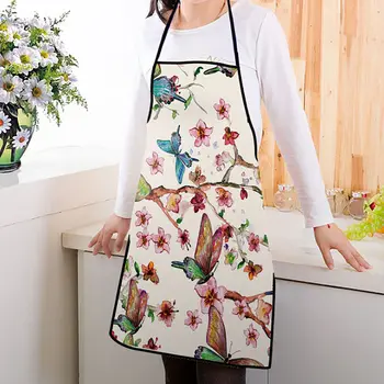 

New Fashion Floral Butterfly Apron Cooking Work Wear Kitchen Clean Tools Fashion Pinafore Antifouling Clothes Protection