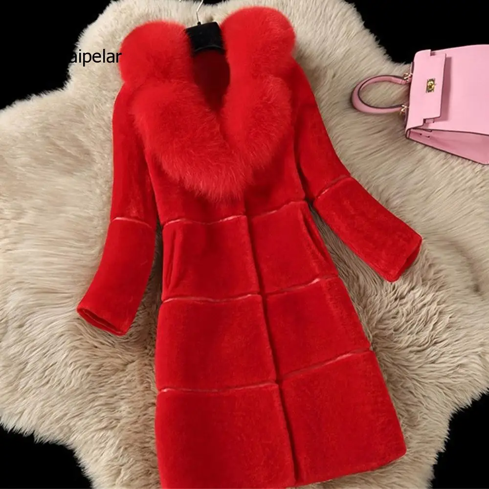 Luxury Faux Fur Coats Large Size 5Xl Women Winter Thick Long Jacket New Fashion Women Fake Fox Outerwear