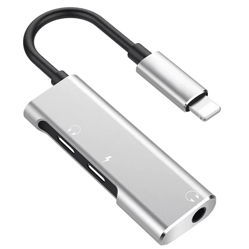 Полный-3 в 1 Зарядка аудио Adpater для Iphone X 7 8 Plus 3,5 мм Aux аудио адаптер вызова дистанционного Музыка Зарядка Наушники адаптация - Цвет: Silver