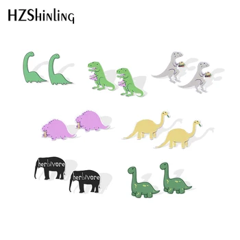 

2019 New Herbivore Dinosaur Resin Earrings Berbivore Animal Shrinky Dinks Earrings Epoxy Stud Earring