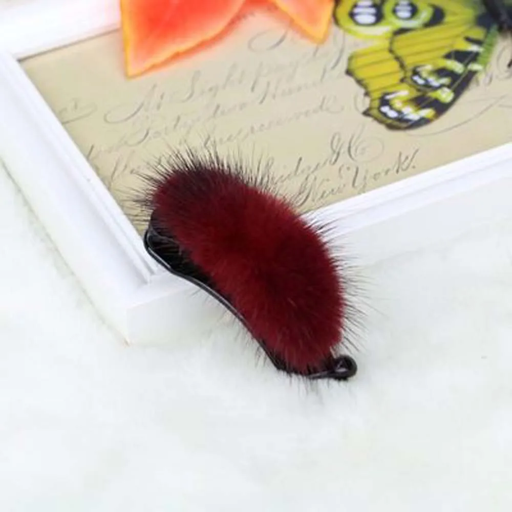 1pcs wine red 5 шт., заколки для девочек с маленьким милым мягким меховым помпоном, мини-шариковый захват, заколки для волос с помпонами, детские заколки для волос, аксессуары для волос - Цвет: 1pcs wine red
