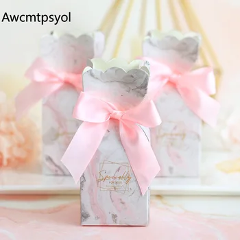 

Pink Paper Gift Bag Wedding Favor Candy Box Baby Shower Birthday Supplies Gifts Packaging Boxes Dessert Table Decoration
