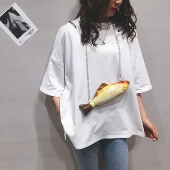 

Cotton Women Shoulder Bags Female Mini Messenger 3D Fishes Shaped Casual Ladies Chain Shoulder Messenger Bag Pouch